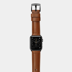 Brown leather band for space black stainless steel Apple Watch Ingenium Coffee