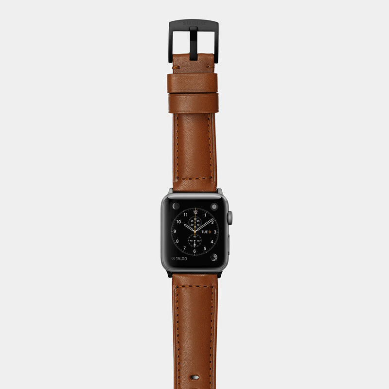 Brown leather band for space grey aluminium Apple Watch Ingenium Coffee