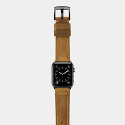 Brown tan leather band for space black stainless steel Apple Watch Confidens